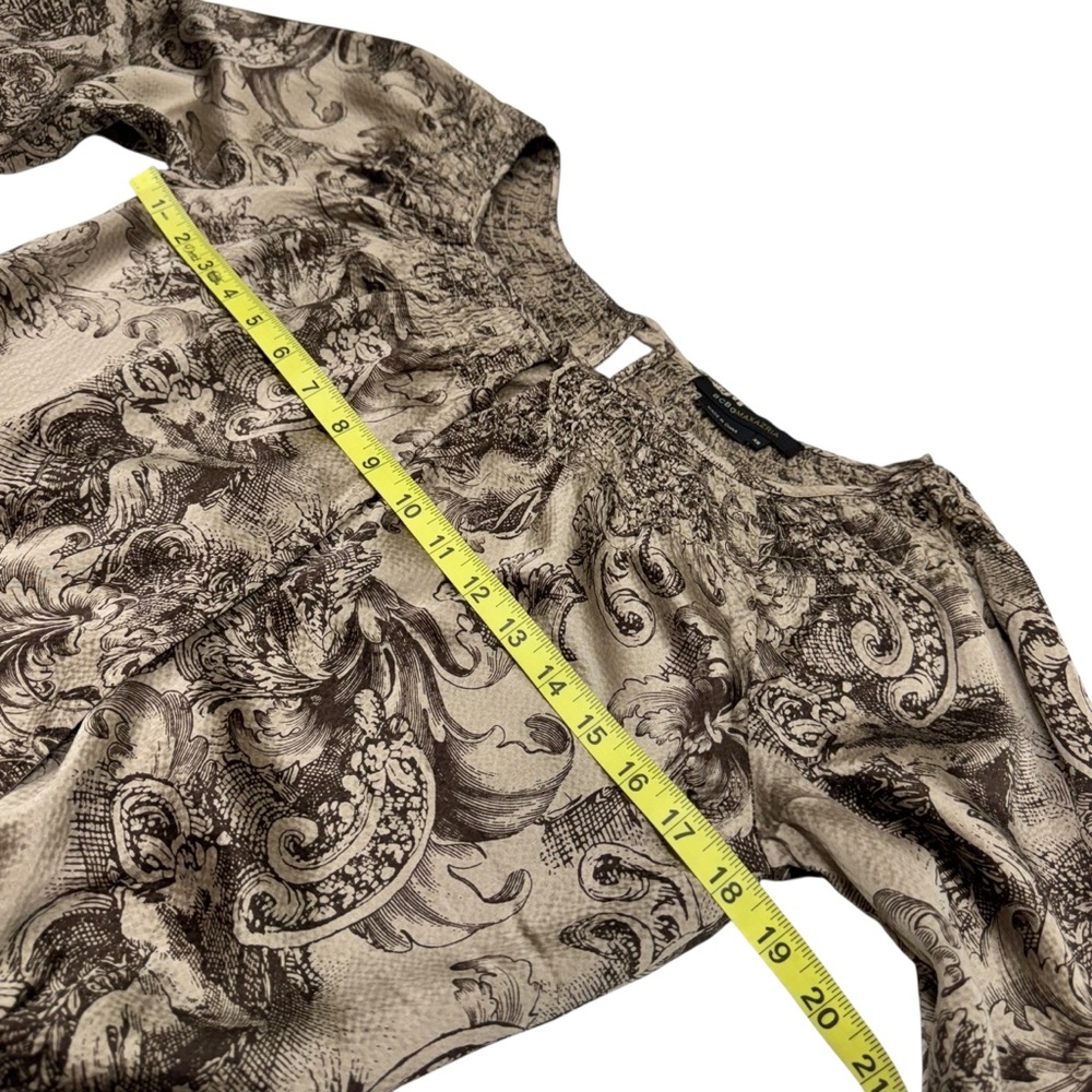 BCBGMaxAzria Silk Wrap Top Blouse Size XS Brown Long Sleeve Coquette Fairy Y2K - Picture 8 of 10